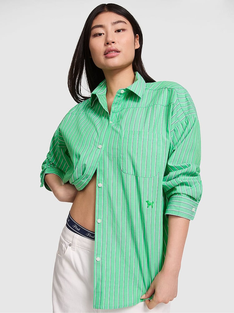 Victoria's Secret PINK Wild Green Oversized Pyjama Shirt - Image 1 of 2