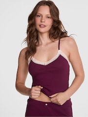 Victoria's Secret PINK Purple Rose Pointelle PJ Cami Top - Image 1 of 3