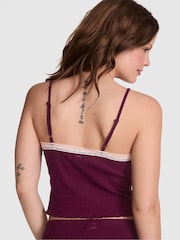Victoria's Secret PINK Purple Rose Pointelle PJ Cami Top - Image 2 of 3