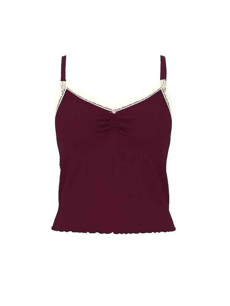 Victoria's Secret PINK Purple Rose Pointelle PJ Cami Top - Image 3 of 3