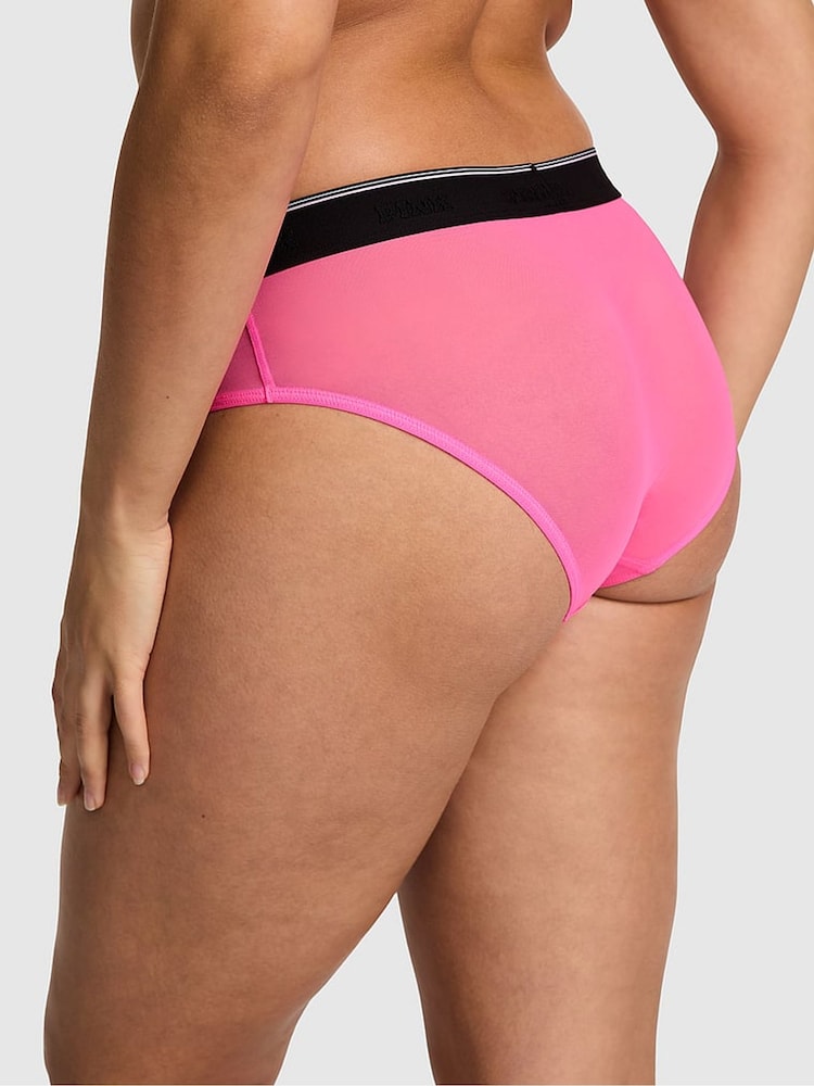 Victoria's Secret PINK Radiant Rose Pink Hipster Logo Mesh Knickers - Image 2 of 2