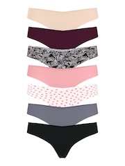 Victoria's Secret Nude/White/Pink/Grey/Black Thong 7 Pack Knickers - Image 1 of 4