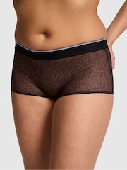 Victoria's Secret PINK Brown Leopard Short Logo Mesh Knickers - Image 1 of 2