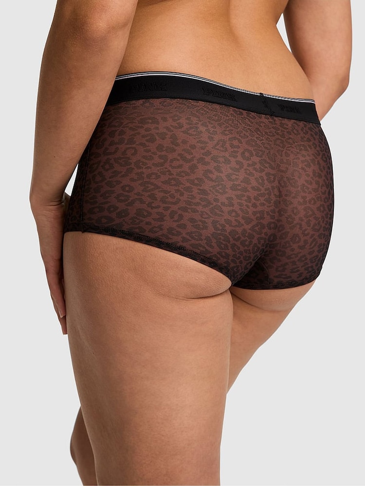 Victoria's Secret PINK Brown Leopard Short Logo Mesh Knickers - Image 2 of 2