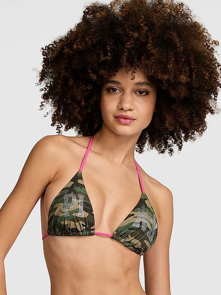 Victoria's Secret PINK Green Camo Triangle Bikini Top - Image 1 of 2
