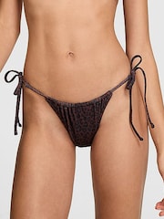 Victoria's Secret PINK Brown Leopard Tie Side Braided Bikini Bottoms - Image 1 of 2