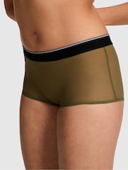 Victoria's Secret PINK Olive Green Short Logo Mesh Knickers - Image 1 of 2