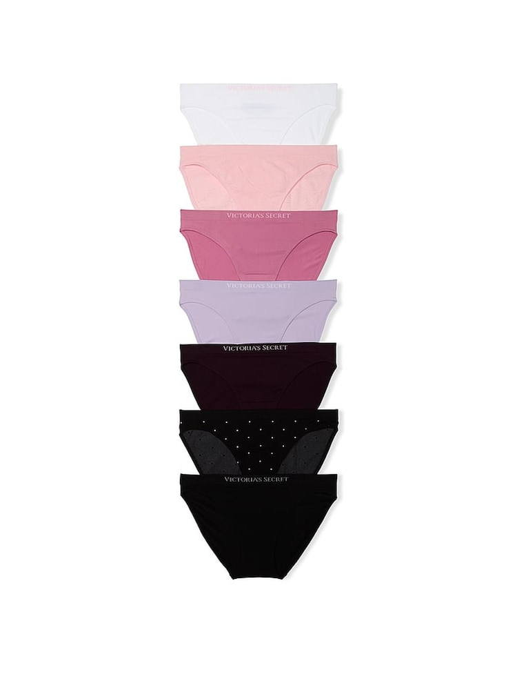Victoria's Secret White/Pink/Purple/Black Bikini 7 Pack Knickers - Image 1 of 2