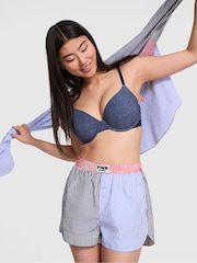 Victoria's Secret PINK Red and Blue Stripe Short Boyfriend Pyjama Bottoms - Image 1 of 3