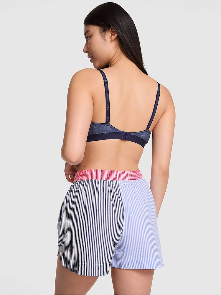 Victoria's Secret PINK Red and Blue Stripe Short Boyfriend Pyjama Bottoms - Image 2 of 3