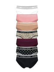 Victoria's Secret White/Pink/Nude/Leopard/Black Hipster 7 Pack Logo Knickers - Image 1 of 4