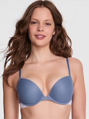 Victoria's Secret PINK Dusty Iris Blue Super Push Up Mesh Bra - Image 1 of 4
