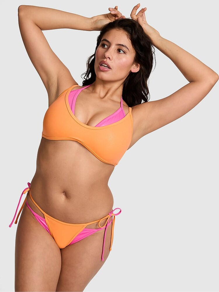 Victoria's Secret PINK Vitamin C Orange and Pink Cheeky Double Layer Bikini Top - Image 1 of 3