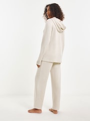 Simply Be Cream Pretty Secrets Ribbed Hooded Lounge Set - Image 2 of 4