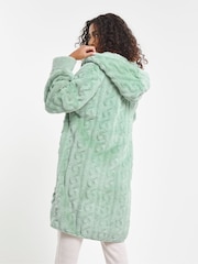 Simply Be Green Oversized Pretty Secrets Fleece Cardigan - Image 2 of 4