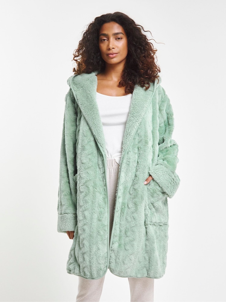 Simply Be Green Oversized Pretty Secrets Fleece Cardigan - Image 4 of 4