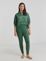 Simply Be Green Pretty Secrets Quarter Zip Leggings Lounge Set - Image 4 of 4