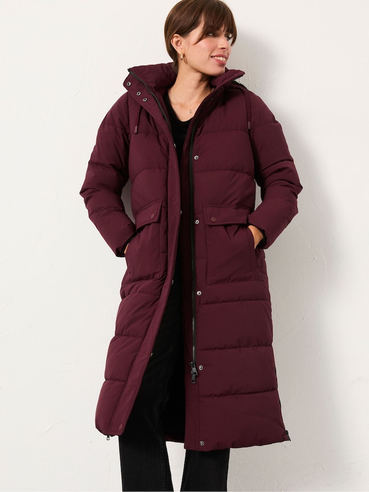 FatFace Harley Burgundy Red Longline Puffer Coat - Image 1 of 6 FatFace Harley Burgundy Red Longline Puffer Coat - Image 1 of 6