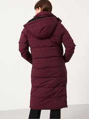 FatFace Harley Burgundy Red Longline Puffer Coat - Image 2 of 6