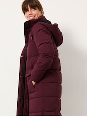 FatFace Harley Burgundy Red Longline Puffer Coat - Image 3 of 6