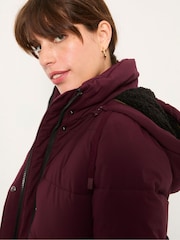 FatFace Harley Burgundy Red Longline Puffer Coat - Image 4 of 6