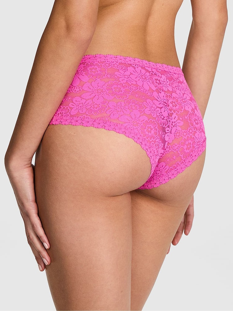 Victoria's Secret PINK Pink Gossip Double Strap Cheeky Floral Lace Knickers - Image 2 of 2