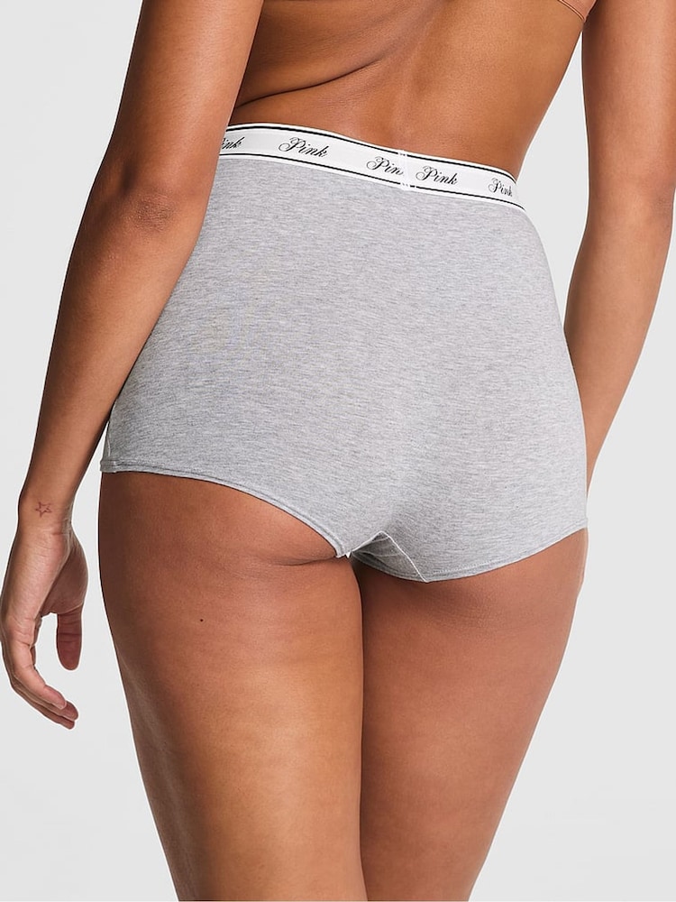 Victoria's Secret PINK Grey Heather High Waist Cotton Logo Boyshort Knickers - Image 2 of 2 Victoria's Secret PINK Grey Heather High Waist Cotton Logo Boyshort Knickers - Image 2 of 2