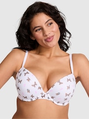 PINK White Butterfly Print Super Push Up Super Push Up Bra - Image 1 of 4