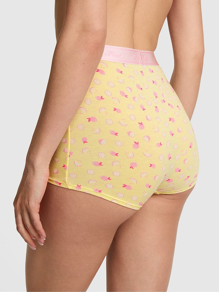 Victoria's Secret PINK Mellow Yellow High Waist Cotton Logo Boyshort Knickers - Image 2 of 2
