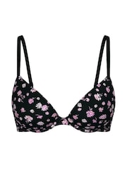 PINK Black Floral Print Super Push Up Super Push Up Bra - Image 3 of 4