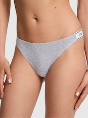 Victoria's Secret PINK Grey Heather Thong Cotton Logo Knickers - Image 1 of 2