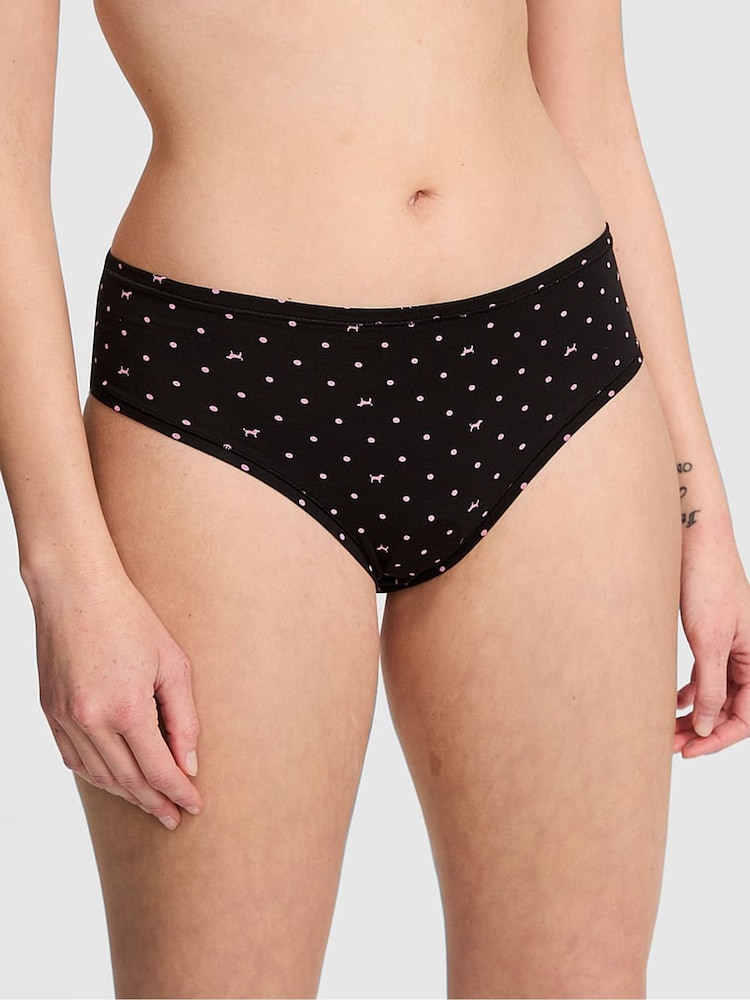 Victoria's Secret PINK Black Dog Print Cheeky Cotton Knickers - Image 1 of 3