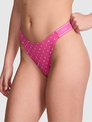 Victoria's Secret PINK Pink Gossip Dot Thong Cotton Logo Knickers - Image 1 of 3
