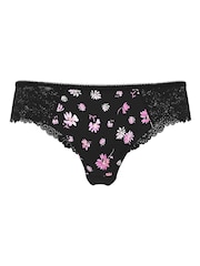 Victoria's Secret PINK Black Floral Lace Thong Knickers - Image 3 of 3