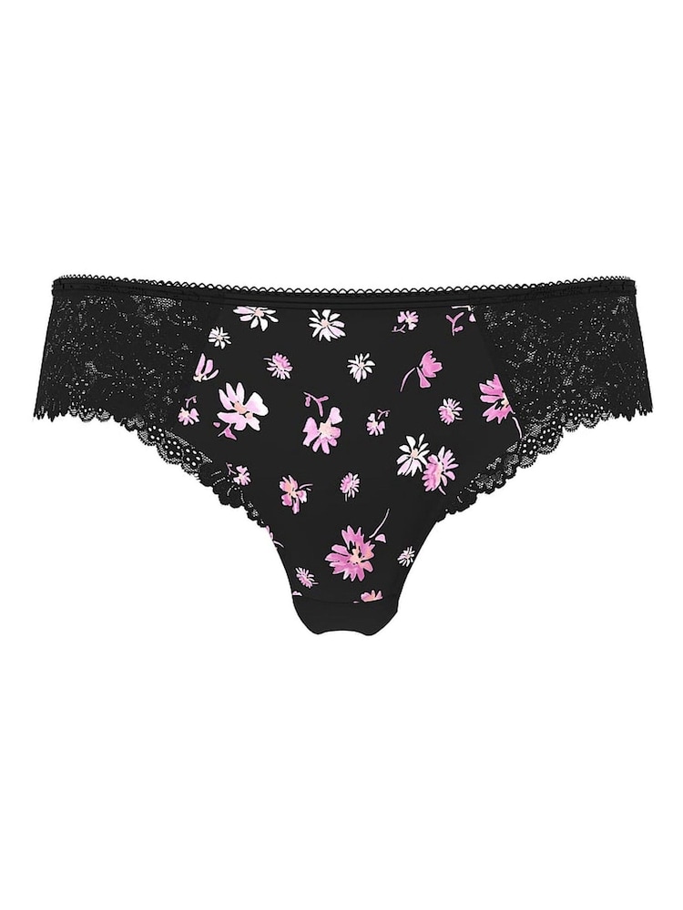 Victoria's Secret PINK Black Floral Lace Thong Knickers - Image 3 of 3