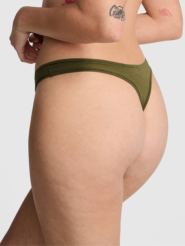 Victoria's Secret PINK Olive Green Thong Cotton Knickers - Image 2 of 2