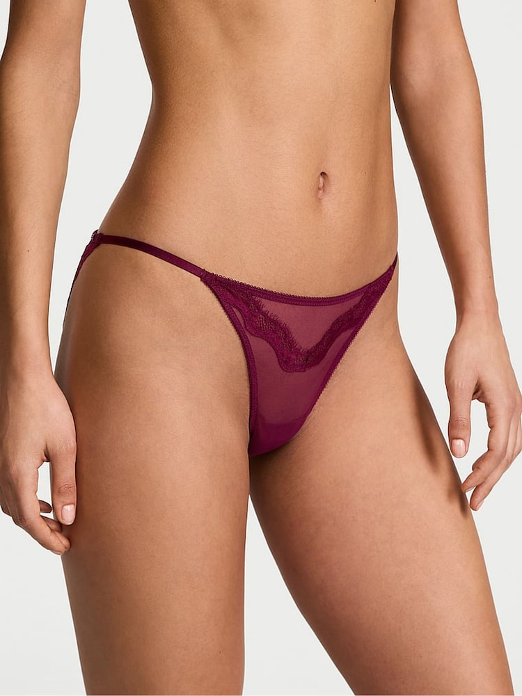 Victoria's Secret Kir Red Bikini Sheer Shine Lace Knickers - Image 1 of 2