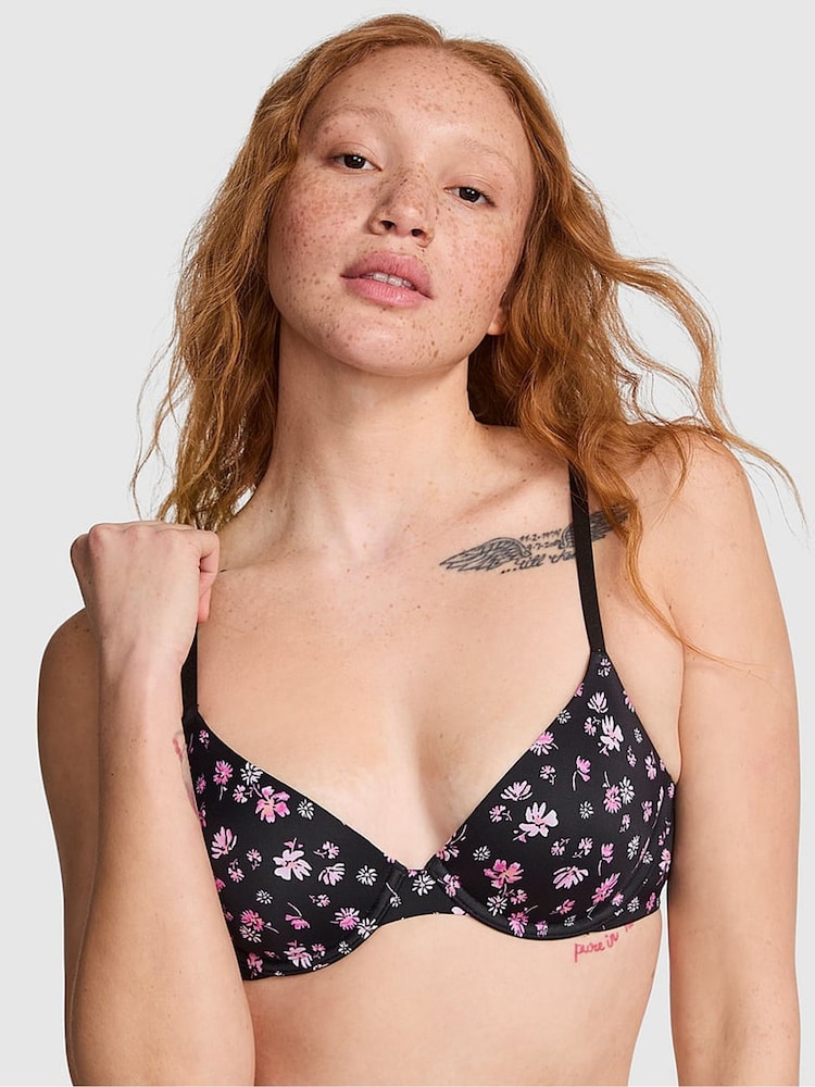 Victoria's Secret PINK Black Floral Print T Shirt Bra - Image 1 of 5