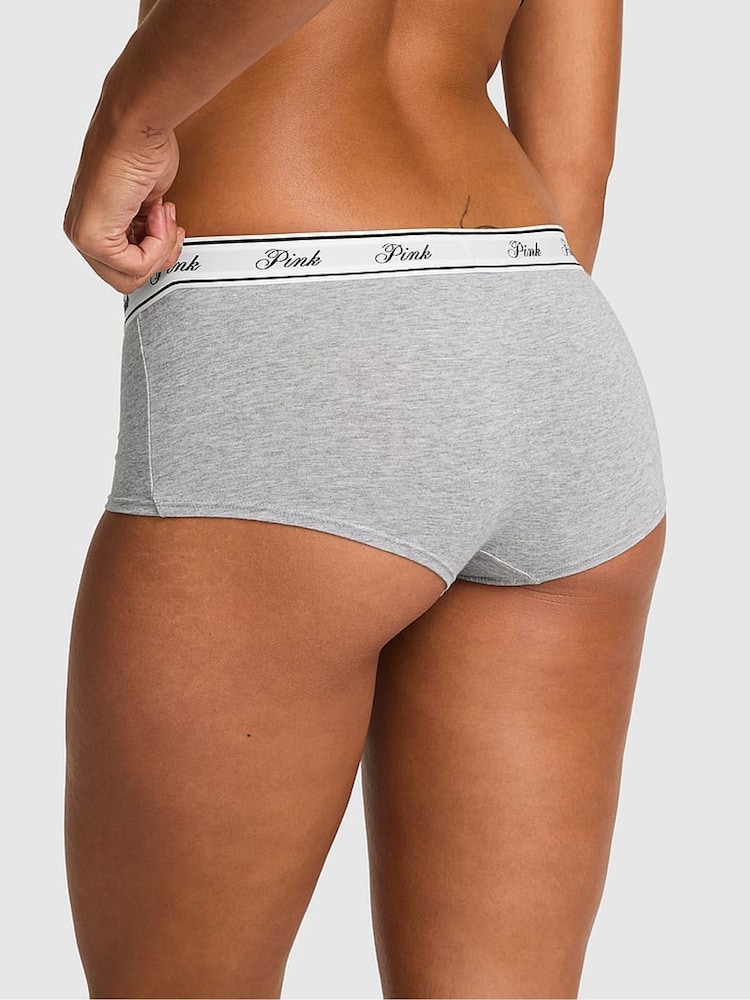 Victoria's Secret PINK Grey Heather Short Cotton Logo Knickers - Image 2 of 2