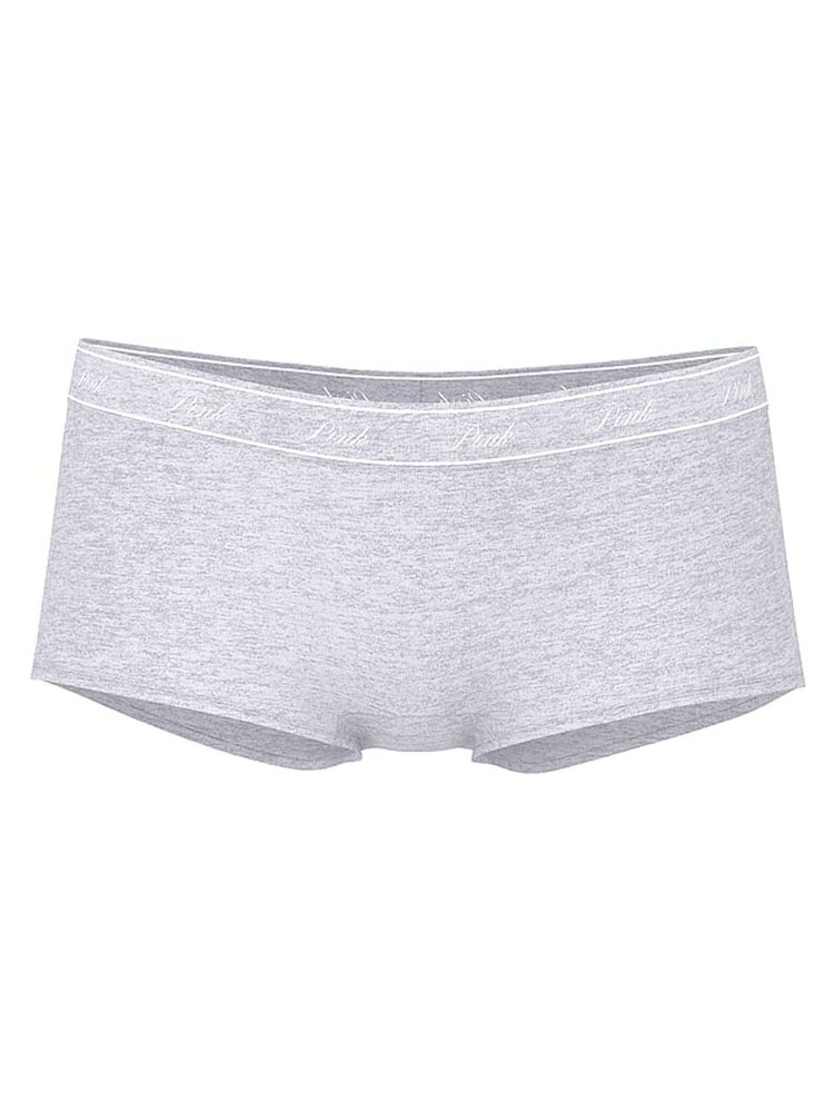 Victoria's Secret PINK Grey Heather Short Cotton Logo Boyshort Knickers - Image 3 of 3