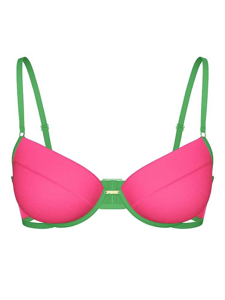 Victoria's Secret PINK Carmine Rose Pink Push Up Gated Bikini Top - Image 3 of 3