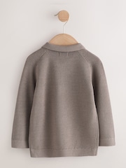 Mink Brown Long Sleeve Quarter Zip Knitted Polo Shirt (3mths-7yrs) - Image 2 of 4