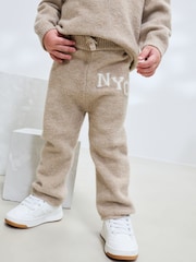 Neutral Knitted NYC Varsity Jumper and Joggers Set (3mths-7yrs) - Image 3 of 9