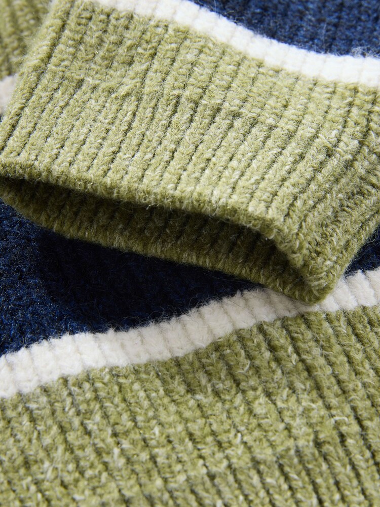 Green/Blue Knitted Stripe Rugby Polo Shirt (3mths-7yrs) - Image 4 of 4