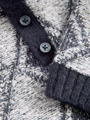 Navy Blue Argyle Knitted Polo Jumper (3mths-7yrs) - Image 4 of 4