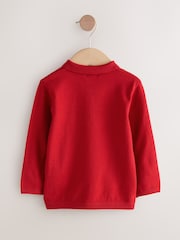Red Cable Knit Polo Shirt (3mths-7yrs) - Image 2 of 4