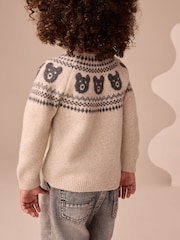 Neutral Bear Fairisle Pattern Knitted Crew Neck Jumper (3mths-7yrs) - Image 3 of 7