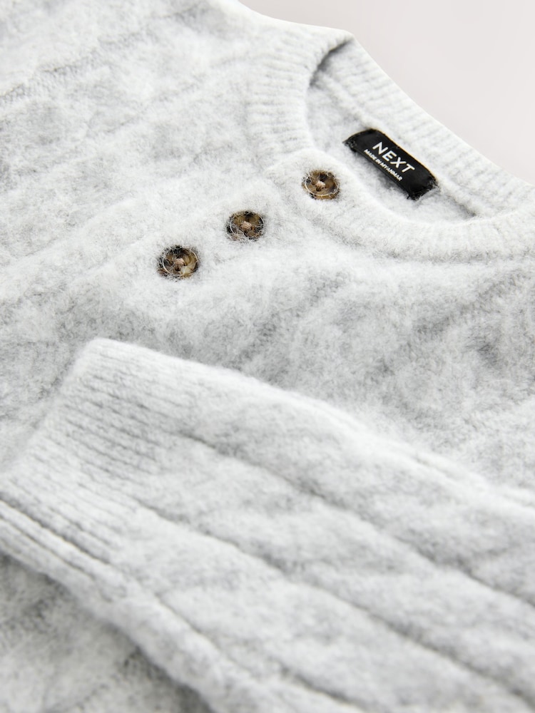 Grey Knitted Henley Jumper (3mths-7yrs) - Image 4 of 4