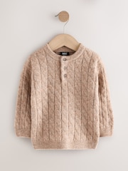 Neutral Knitted Henley Jumper (3mths-7yrs) - Image 1 of 4