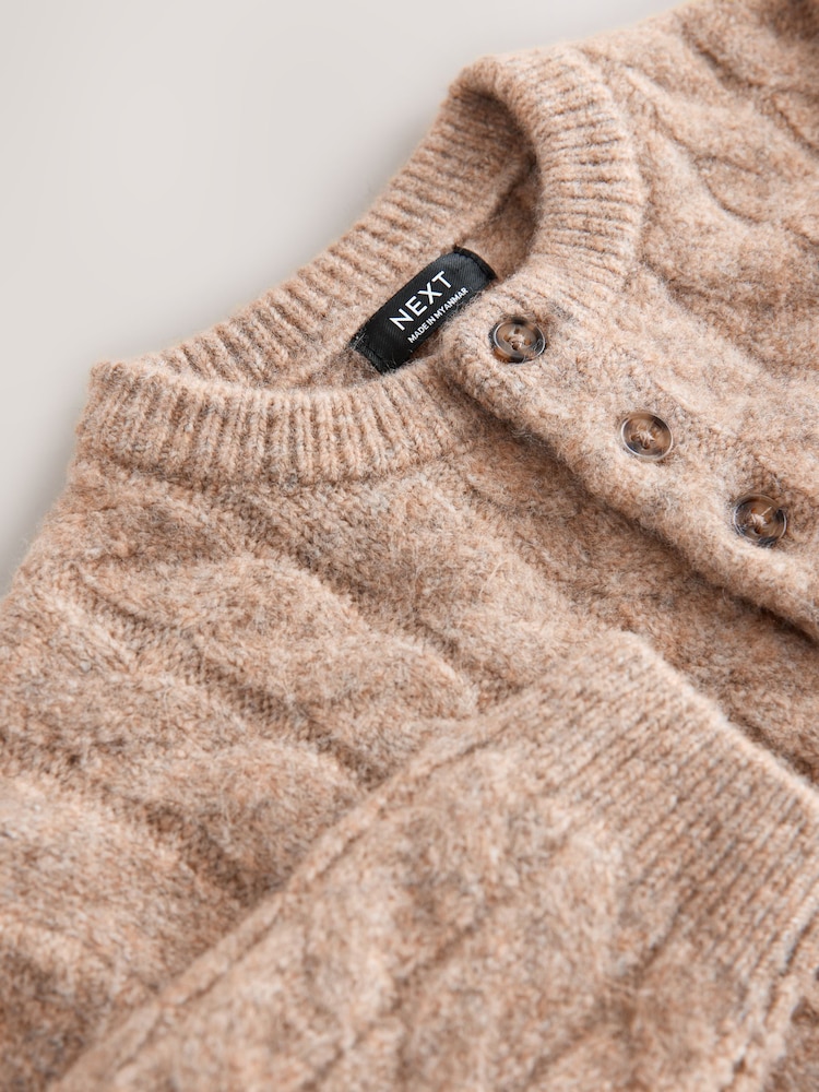 Neutral Knitted Henley Jumper (3mths-7yrs) - Image 4 of 4